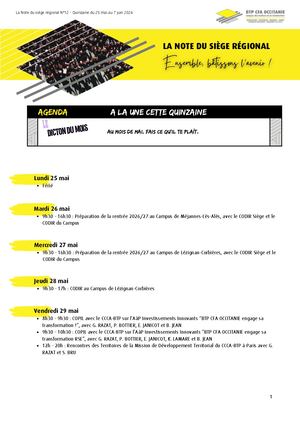Note du siège régional N°12