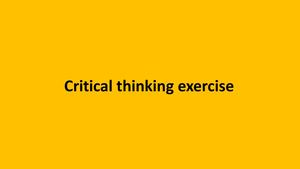 Critical Thinking Exercise