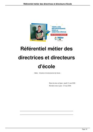 Referentiel Metier Des Directrices Et Directeurs D Ecole A7469