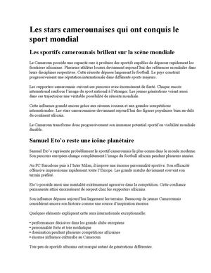 Les Stars Camerounaises Qui Ont Conquis Le Sport Mondial