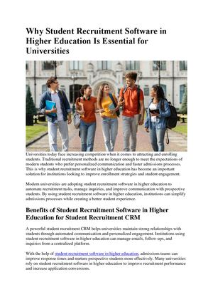 Why Student Recruitment Software In Higher Education Is Essential For Universities