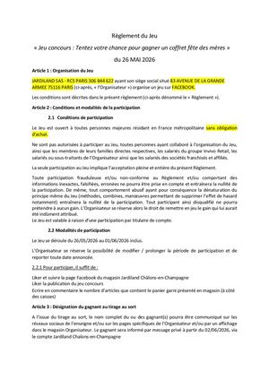 Jdl Règlement Jeu Concours Fdm 2026