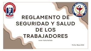 REGLAMENTO DE SEGURIDAD Y SALUD DE LOS TRABAJADORES