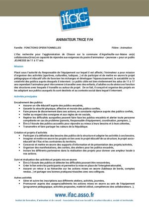 ACI - Animateur Trice Jeunesse - CDI - Aigrefeuille Sur Maine