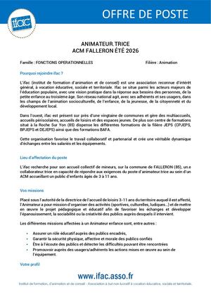 Animateur Trice - CEE - Falleron