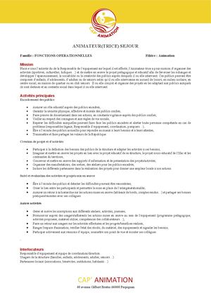 Animateur Trice Sejour - CEE - Perpignan