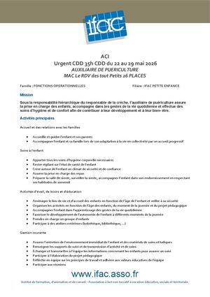 Auxiliaire De Puériculture F H - CDD - Maussane Les Alpilles