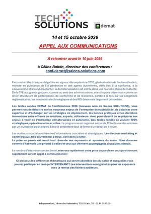 Appel Aux Communications Demat Tech Solutions 2026