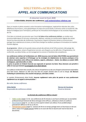Appel Aux Communications E Achats Tech Solutions 2026