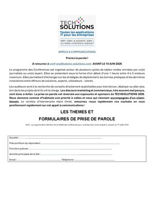 Appel à Communications Erp Crm Data Rh