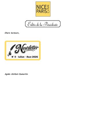 Newsletter n° 5jullet et août