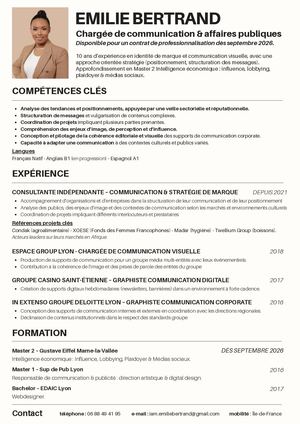 Cv Affaires Publiques Emilie B