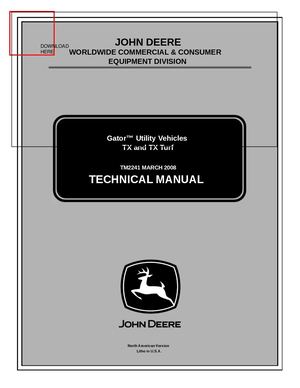 John Deere UTILITY TX / TX TURF GATOR Technical Manual TM2241