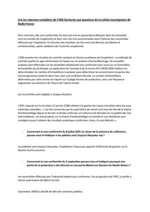 Réponses Complètes Ars Occitanie