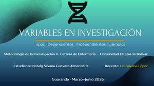 VARIABLES EN INVESTIGACIÓN
