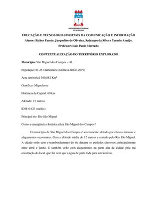Contextualização Do Território Explorado