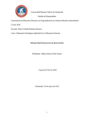 Semana No 15 Informe Final Del Proyecto De Intervención