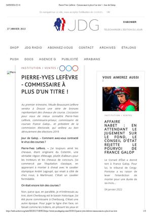 Pierre Yves Lefèvre Commissaire À Plus D’un Titre ! Jour De Galop