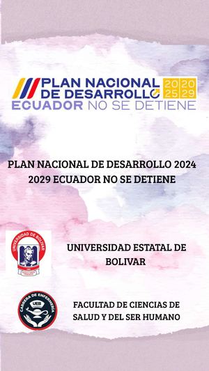 Plan nacional de desarrollo 2024 2029 Ecuador no se detiene