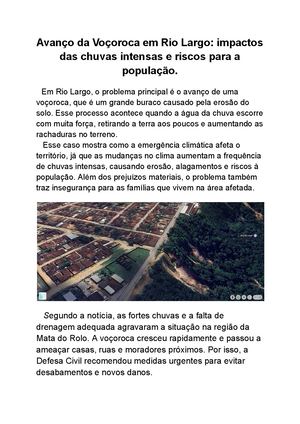 Avanço da Voçoroca em Rio Largo: impactos das chuvas intensas e riscos para a população