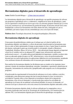Herramientas Digitales Para El Desarrollo De Aprendizajes