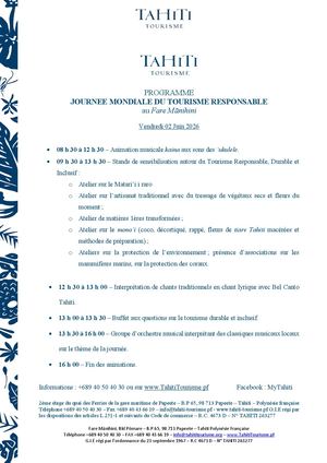 Programe Journée Mondiale Tourisme Responsable Mar 2 Juin 2026
