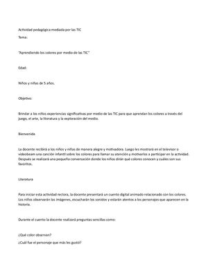 Actividad Pedagógica Mediada Por Las Tic