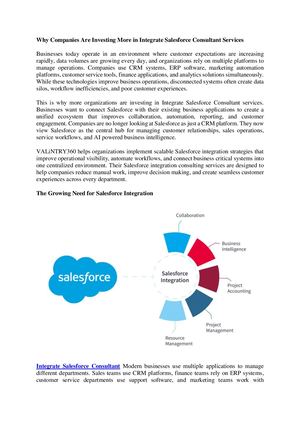 Integrate Salesforce Consultant​