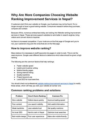 Why Are More Companies Choosing Website Ranking Improvement Services In Nepal