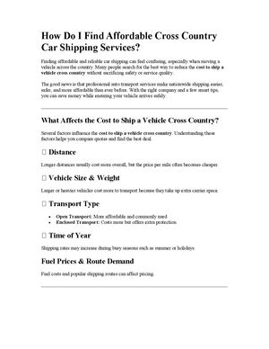 Affordable Cross Country Car Shipping Services | Save on Auto Transport