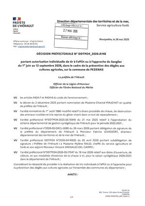 Décision Préfectorale N° Ddtm34 2026 A148