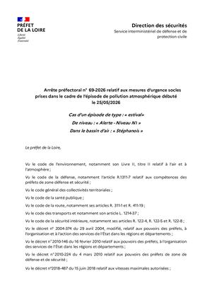Arrêté 69 2026 N1 Pollution de l'air