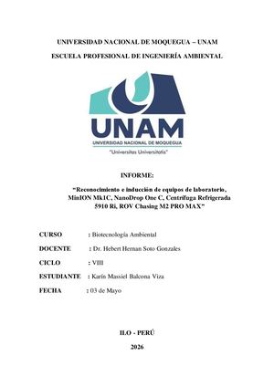 Informe Reconocimiento E Inducción De Equipos De Laboratorio