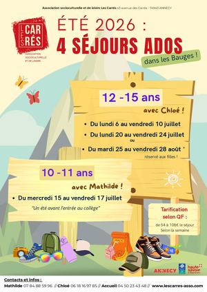 Séjours Ados éTé 26 Les Carrés