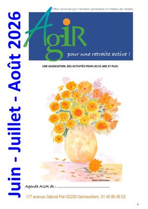 Programme des activités d'AGIR : juin, juillet et août 2026