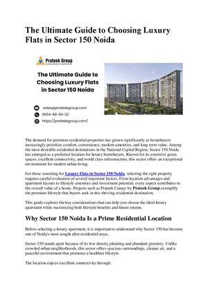 The Ultimate Guide To Choosing Luxury Flats In Sector 150 Noida