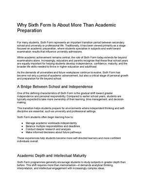 Why Sixth Form Is About More Than Academic Preparation