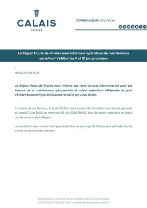 Cp - La Région informe de travaux sur le pont Vétillart