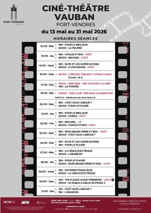 Affiche Cinéma 13 Mai - 31 Mai 2026