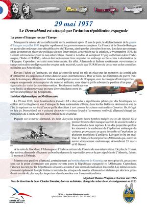 1937 05 29 Deutschland attaqué par l'aviation espagnole