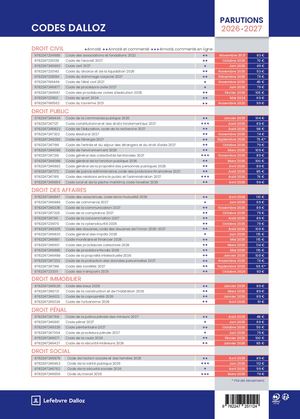 Dalloz Plaquette Codes S1 2026
