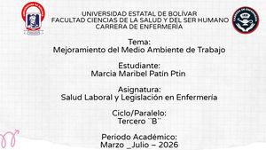 Salud Laboral y Legislación en Enfermería