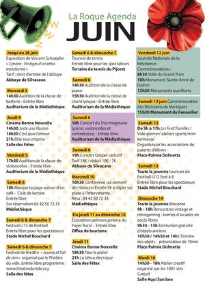 Agenda du mois de Juin à La Roque d'Anthéron