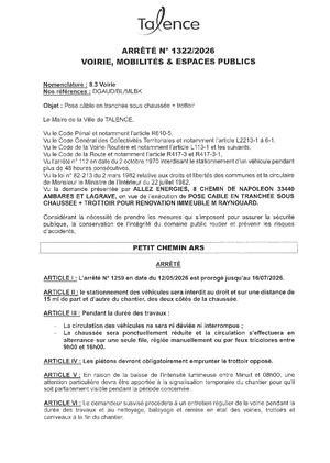 Arrêté 1322 2026 Pose De Cable Petit Chemin D'ars