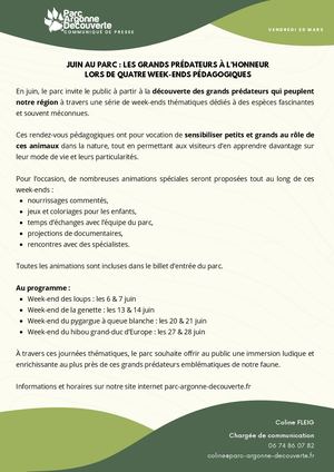 Communiqué de presse - Juin Au Parc