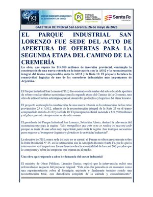 Gacetilla de Prensa PI San Lorenzo 26/05/2026