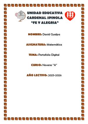 David Gualpa (Noveno A) Proyecto Matemáticas