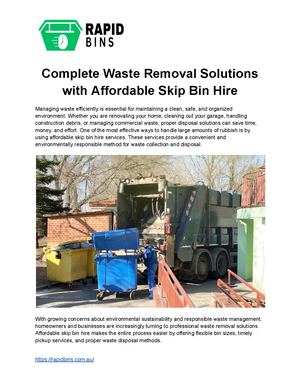 Complete Waste Removal Solutions with Affordable Skip Bin Hire