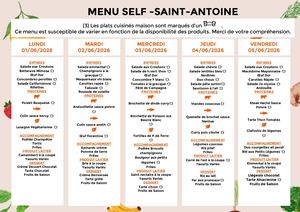 Menu Self Du 01 06 2026 Au 05 06 2026