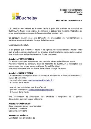 Reglement Concours Des Balcons Et Maisons Fleuris 2026